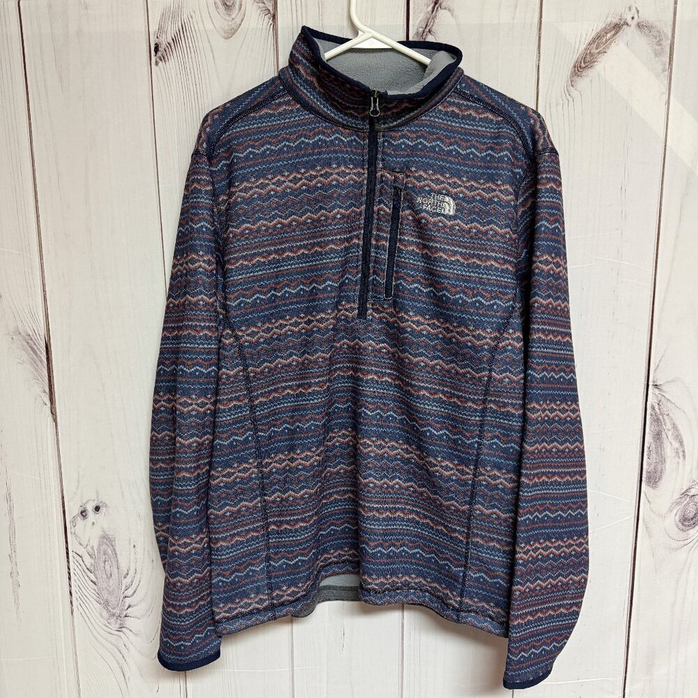 The North Face Gordon Lyons 1/4 Zip‎ Men’s M Fair Isle Cosmic Blue EUC